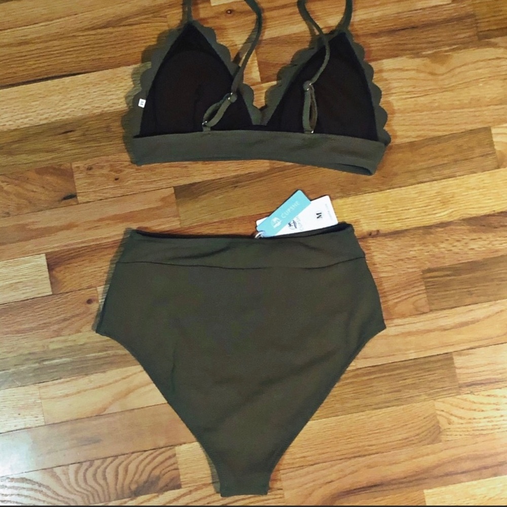 CUPSHE High Waisted Olive Green Bikini. Size Med - Picture 4 of 8